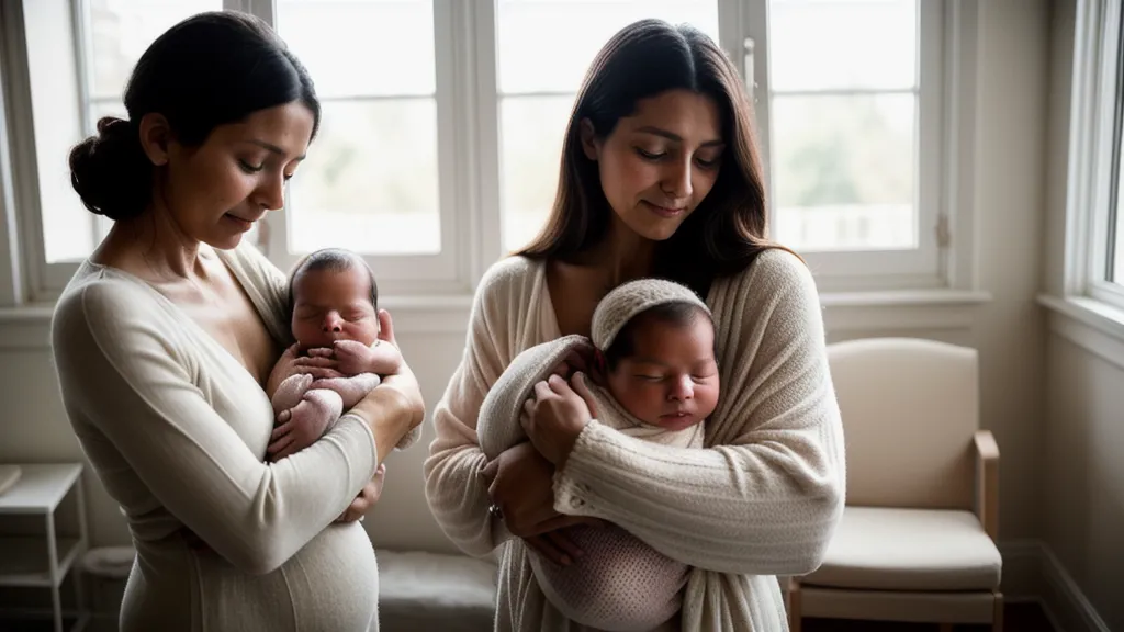 Main de jeune maman préparant un kit de protections pour le retour de couches post-partum