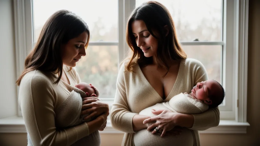 Jeune maman en plein baby blues post-partum, entre douceur et bien-être avec son nouveau-né