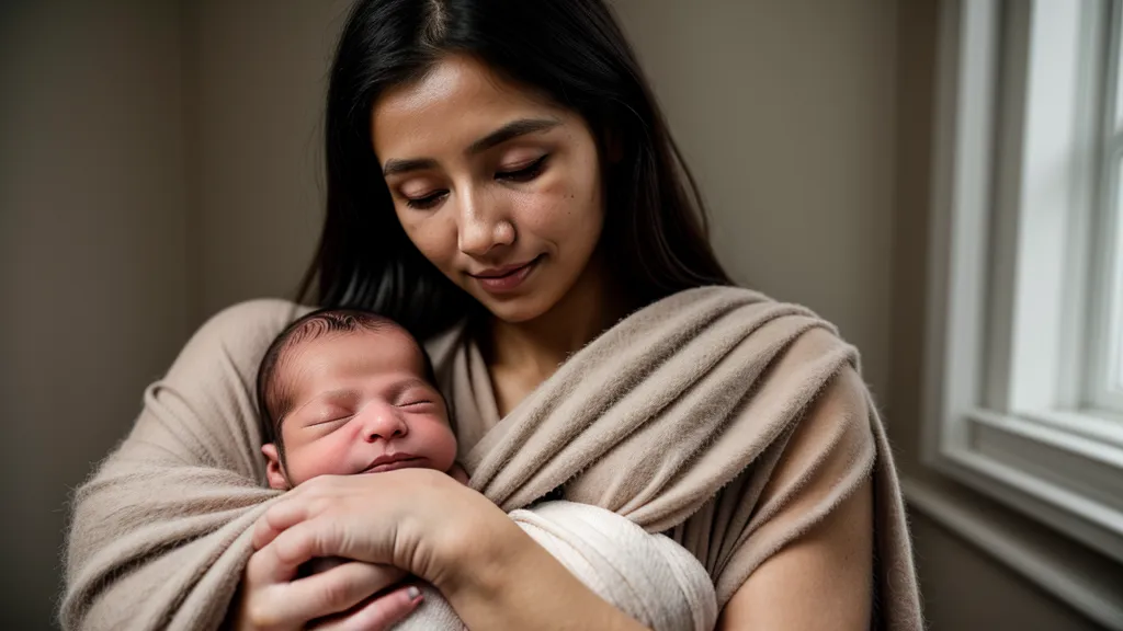 Guide de grossesse santé ouvert sur la table de chevet, entouré de petites chaussettes de bébé